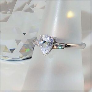 Simulated Diamond Pear Ring Size 7